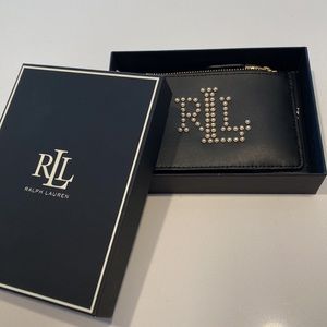 Ralph Lauren change purse - black with faux pearl - new with tags!